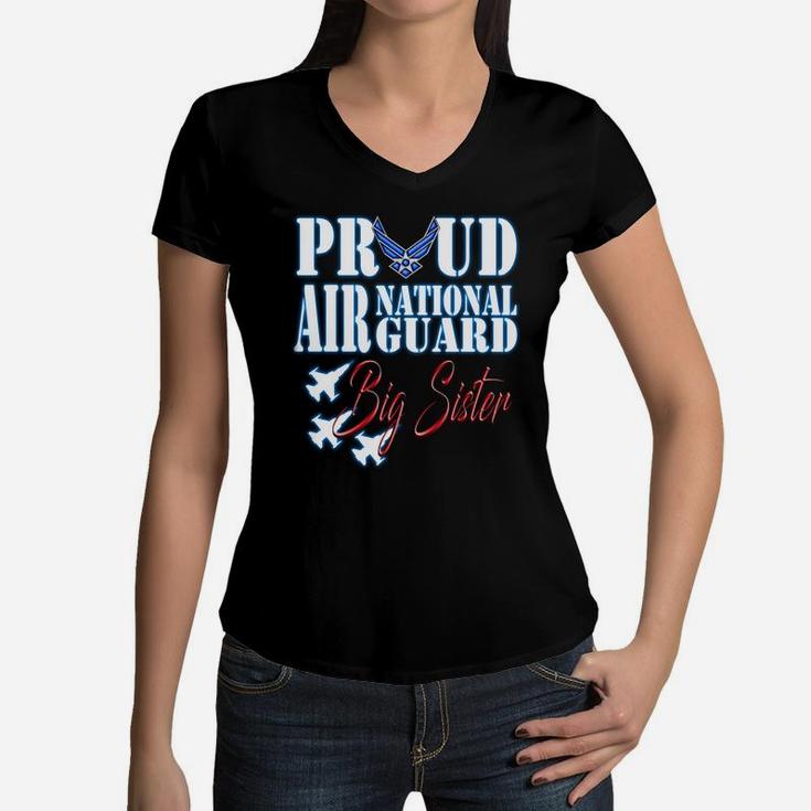 Proud Air National Guard Big Sister Freedom Day Gift Women V-Neck T-Shirt