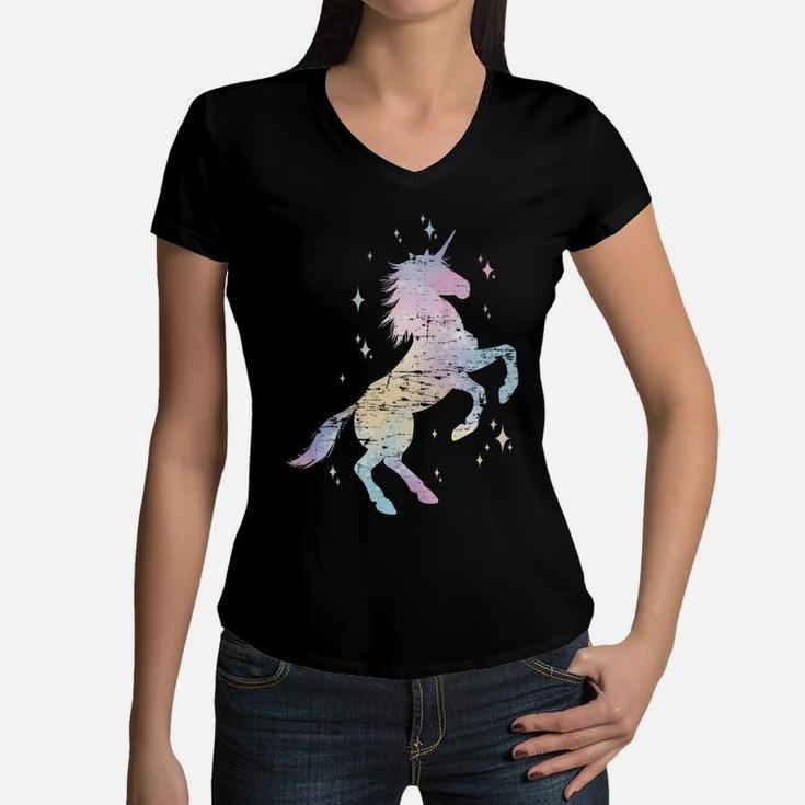 Rainbow Animal Fairy Unicorn Lover Girls Women Gift Unicorn Women V-Neck T-Shirt