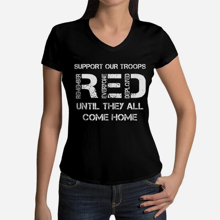 Red Friday Military Shirt Support Our Troops Women, Men,Kids Women V-Neck T-Shirt