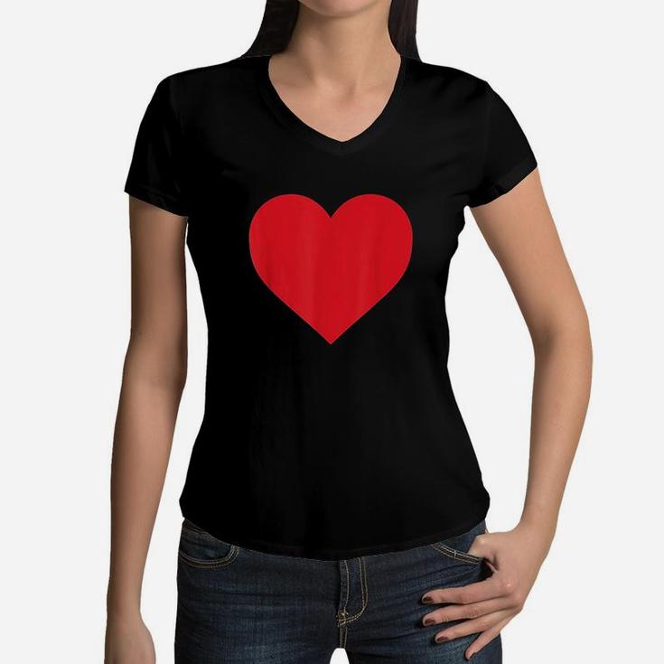 Red Heart Valentine Day Women Girls Top Women V-Neck T-Shirt