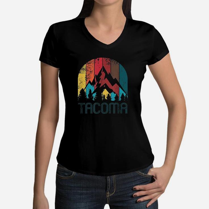 Retro City Of Tacoma For Men Women And Kids Women V-Neck T-Shirt