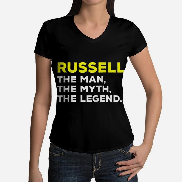 Russell The Man, The Myth, The Legend Gift Men Boys Women V-Neck T-Shirt