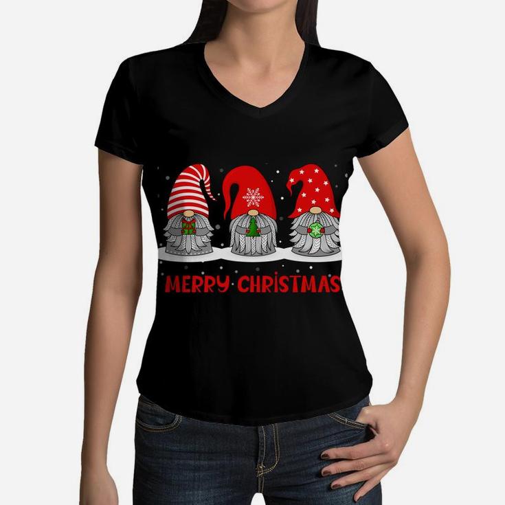Santa Claus Garden Gnome Merry Christmas Boys Girls Kids Women V-Neck T-Shirt