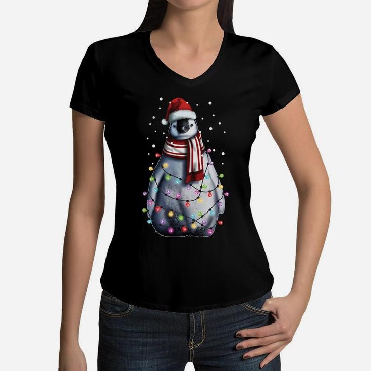 Santa Penguin, Christmas Gift For Men Women Kids, Cute Xmas Sweatshirt Women V-Neck T-Shirt