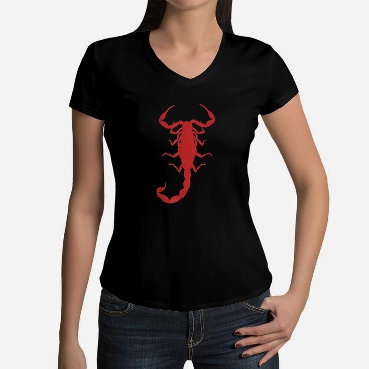 Scorpion For Men Women Teens Kids Red Print Women V-Neck T-Shirt