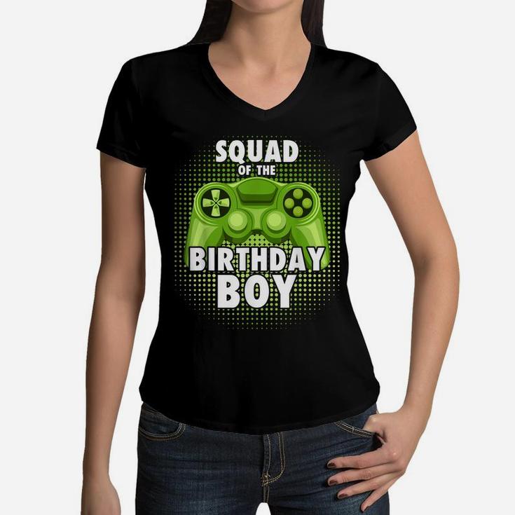 Squad Of The Gamer Boy Matching Video Game Birthday Women V-Neck T-Shirt