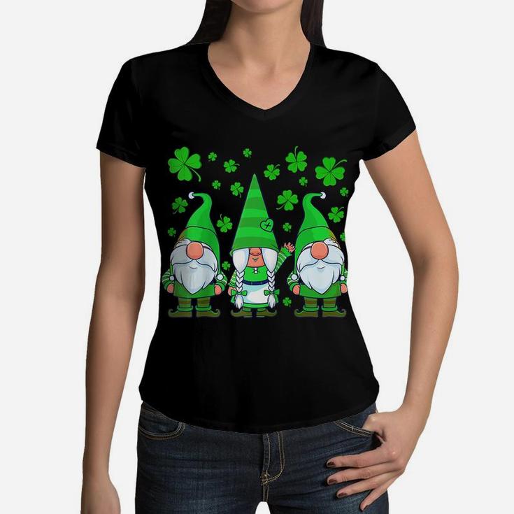 St Patricks Day Gnome Shamrock Gnomes Clover Women Kids Raglan Baseball Tee Women V-Neck T-Shirt