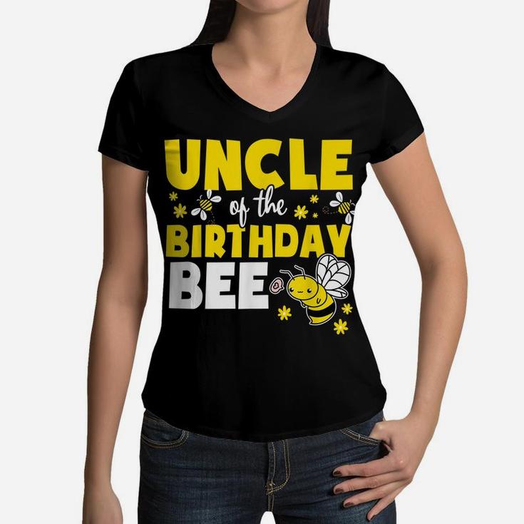 Uncle Of The Bee Day Girl Party Matching Birthday Women V-Neck T-Shirt