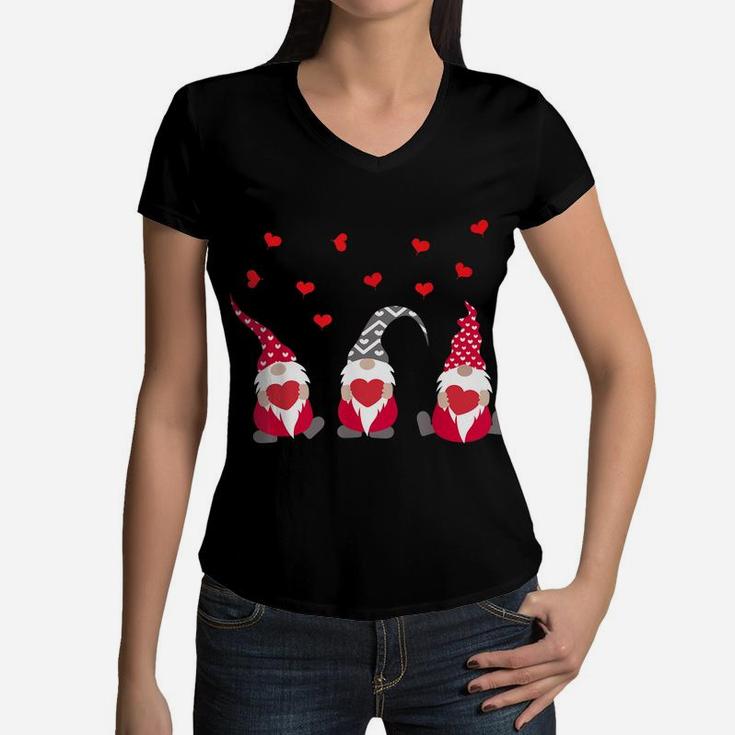 Valentine Gnome With Heart Funny Boys Girls Kids Women V-Neck T-Shirt
