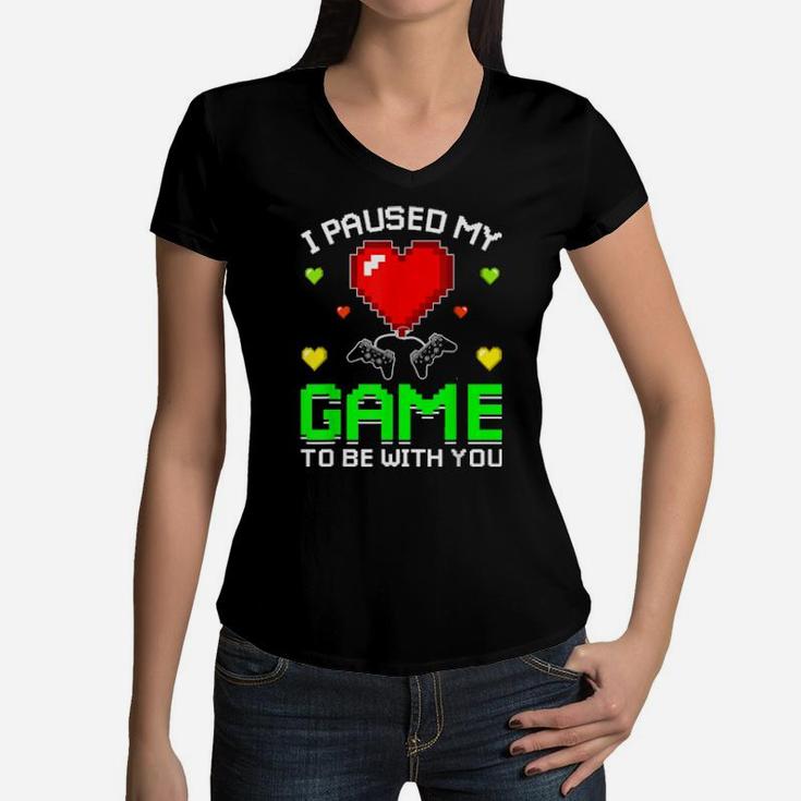 Video Gamer Heart Controller Valentine's Day Kid Boys Gaming Women V-Neck T-Shirt