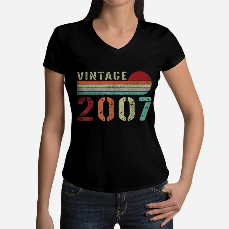 Vintage 2007 Funny 15 Years Old Boys And Girls 15Th Birthday Women V-Neck T-Shirt