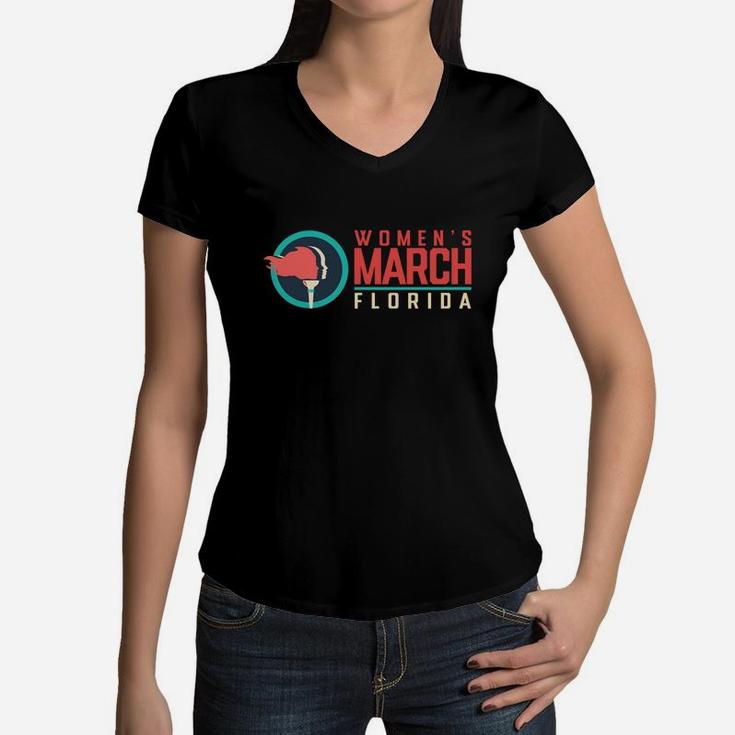 Women March Florida January 2022 Funny Gifts For Friends Women V-Neck T-Shirt