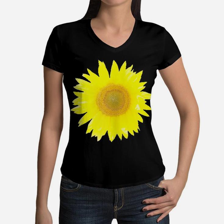 Womens Sunflower Flower Cute Casual Summer Floral Top Women Girl Women V-Neck T-Shirt