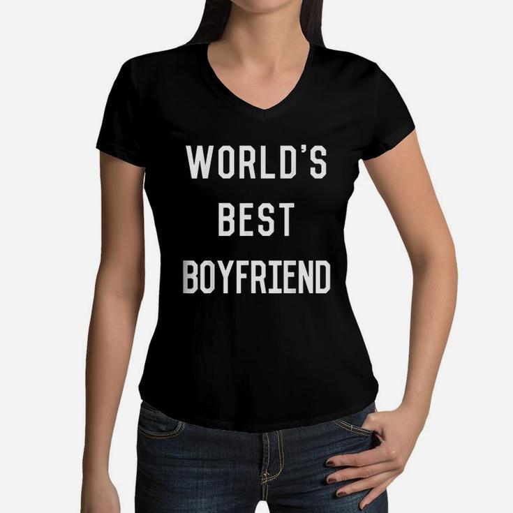 Worlds Best Boyfriend Women V-Neck T-Shirt