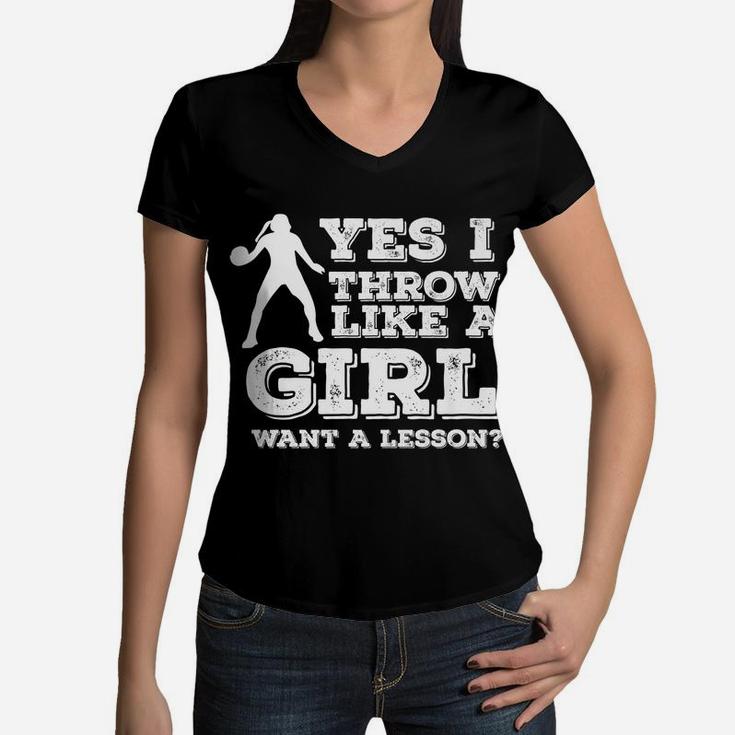 Yes I Throw Like A Girl - Softball Women V-Neck T-Shirt