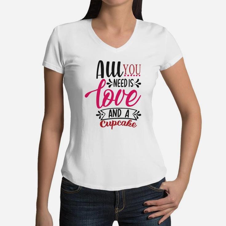 All You Need Is Love Happy Valentines Day Women V-Neck T-Shirt
