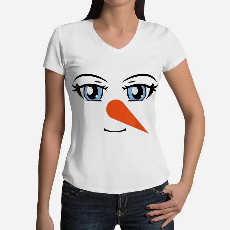Anime Cute Snowman Girl Funny Christmas Costume Women V-Neck T-Shirt