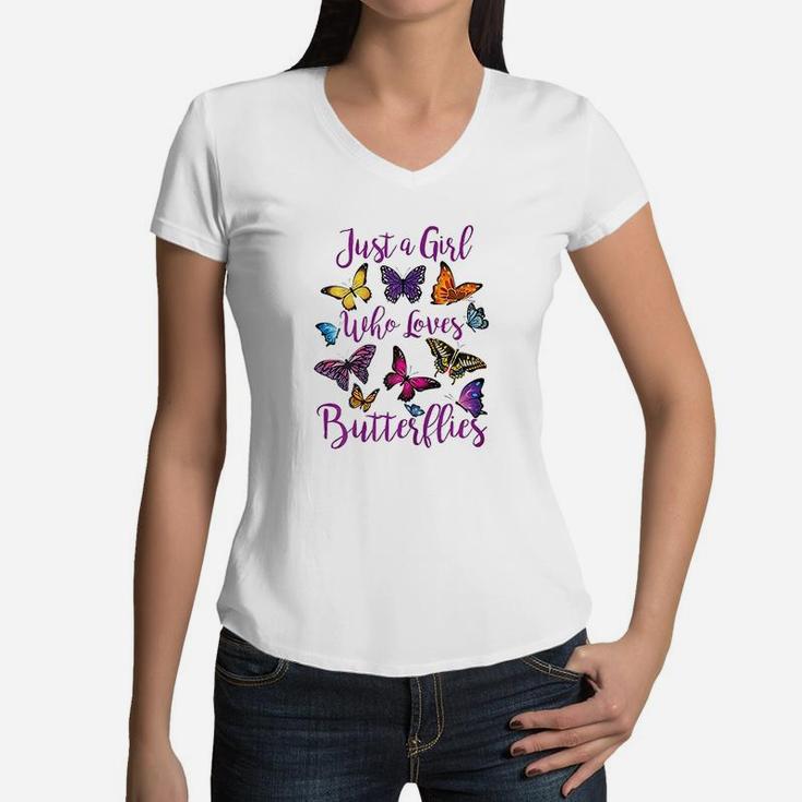Butterfly Collection Just A Girl Who Loves Butterflies Women V-Neck T-Shirt