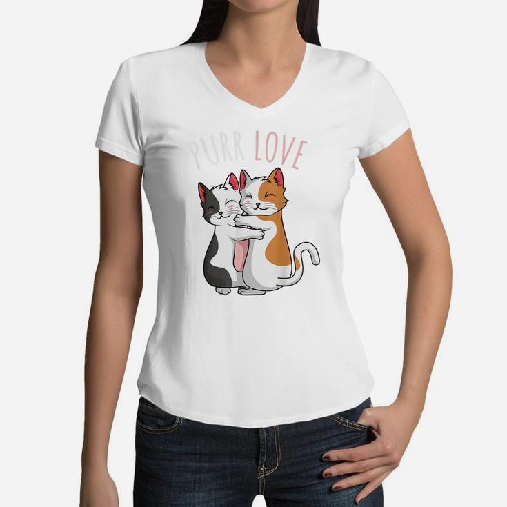 Cat Purr Love Cat Lovers Kitty Owner Girls Kids Women Women V-Neck T-Shirt
