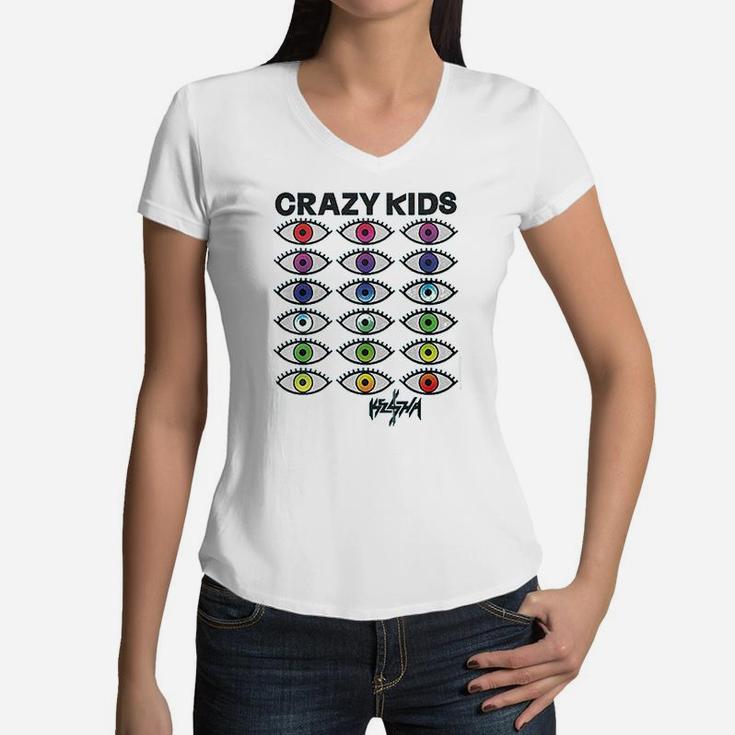 Crazy Kids Women V-Neck T-Shirt