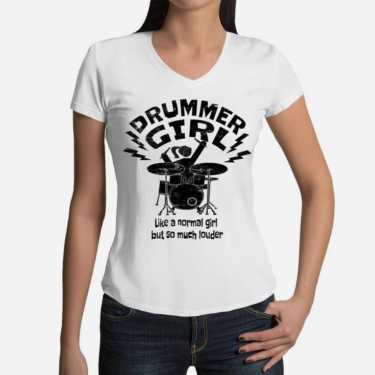 Drummer Girl For Women & Girls Drummers Drums Gift Drummer Women V-Neck T-Shirt