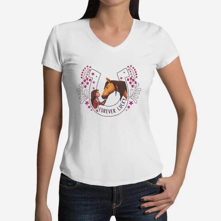 Girls Spirit Riding Free Women V-Neck T-Shirt