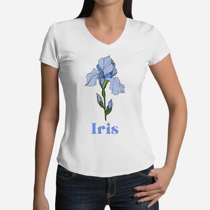 Iris Flower Women's Or Girls Classic Floral Women V-Neck T-Shirt