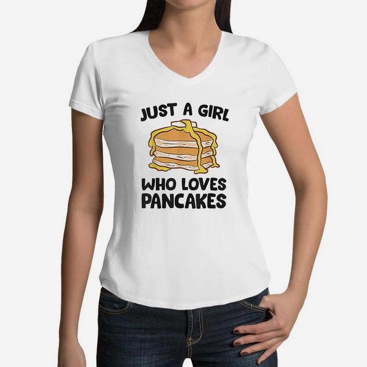 Just A Girl Who Loves Pancakes Women V-Neck T-Shirt