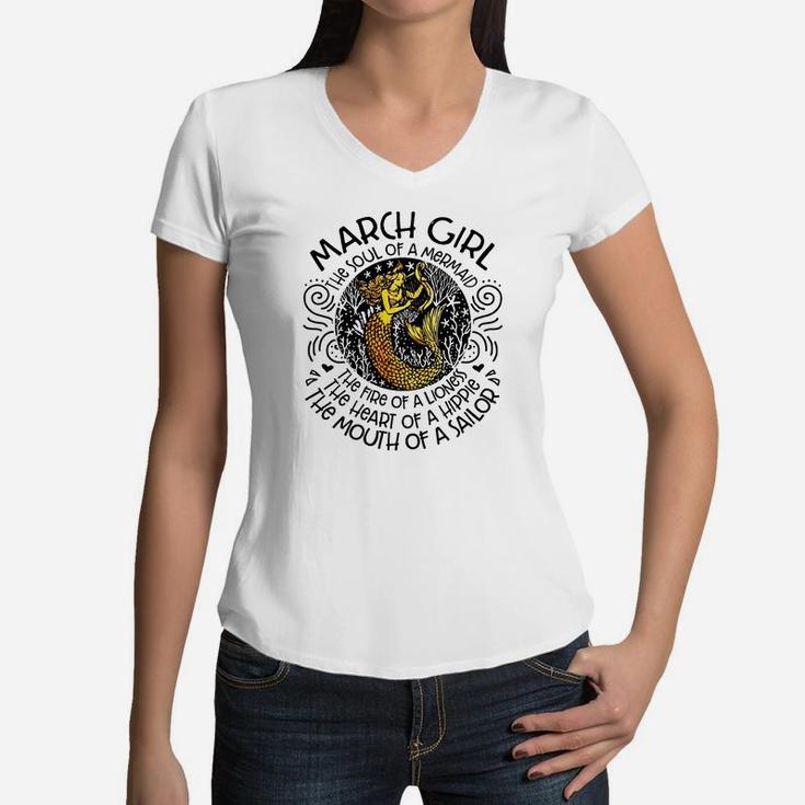 March Girl The Soul Of A Mermaid The Fire Of A Lioness T-Shirt March Girl The Soul Of A Mermaid The Fire Of A Lioness T-Shirt