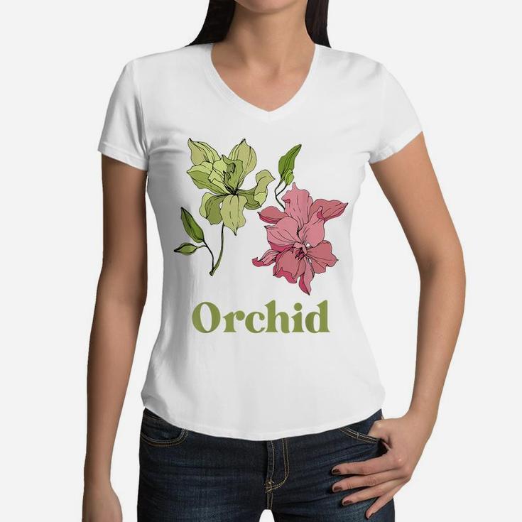 Orchid Flower Floral Women's Or Girls Classic Women V-Neck T-Shirt