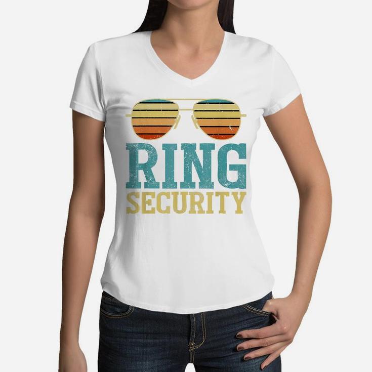 Ring Security Ring Bearer Boys Wedding Party Women V-Neck T-Shirt