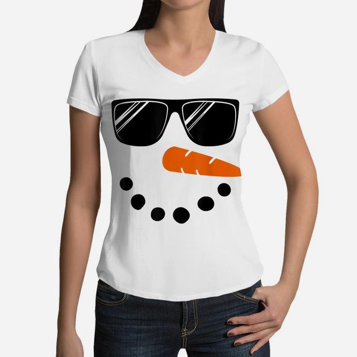 Snowman Face Shirt Boys Kids Toddler Glasse Christmas Winter Women V-Neck T-Shirt