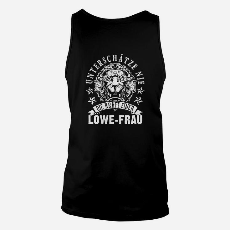 Damen Unisex TankTop Löwenmotiv Kraft einer Löwe-Frau, Schwarzes Unisex TankTop mit Spruch