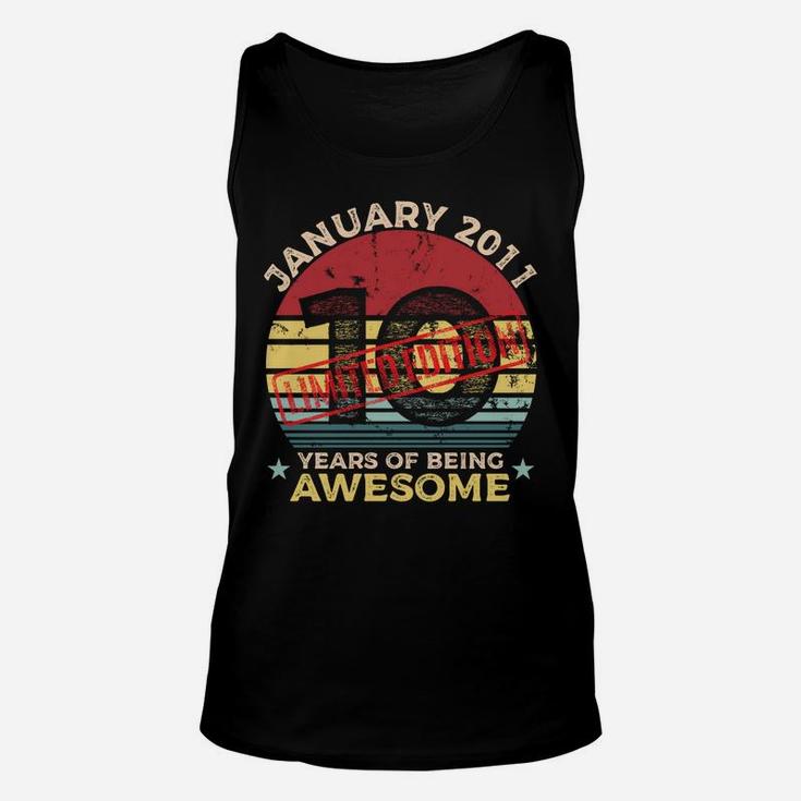 10Th January Birthday 10 Year Old Gift Vintage 2011 Unisex Tank Top