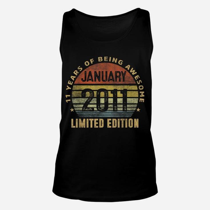 11Th Birthday Gift Men Vintage January 2011 11 Years Old Unisex Tank Top