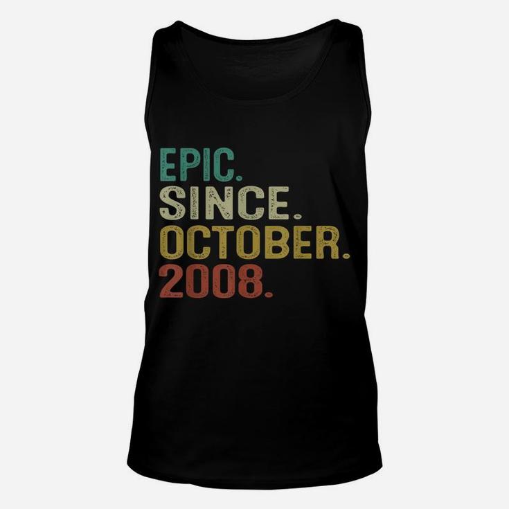 13 Years Old Vintage Epic Since October 2008 13Th Birthday Unisex Tank Top