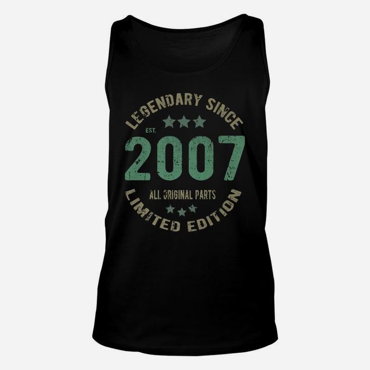 14 Years Old Bday Legend Since 2007 - Vintage 14Th Birthday Unisex Tank Top