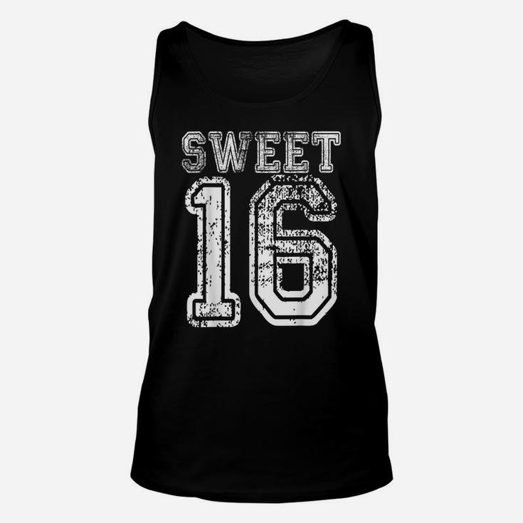 16Th Birthday Gift Teen Sweet Sixteen 16 Varsity Crack Unisex Tank Top