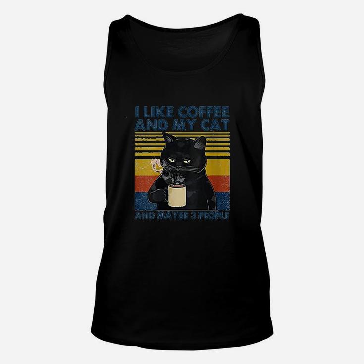 I Like Coffee My Cat And Maybe 3 People Unisex Tank Top
