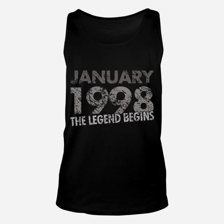 21St Birthday Shirt - January 1998 - The Legend Begins Unisex Tank Top