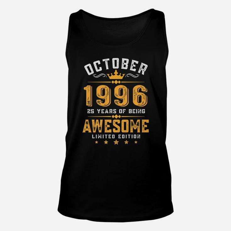 25Th Birthday Gift 25 Years Old Awesome Since October 1996 Unisex Tank Top