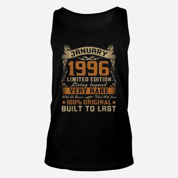25Th Birthday Gift 25 Years Old Retro Vintage January 1996 Unisex Tank Top