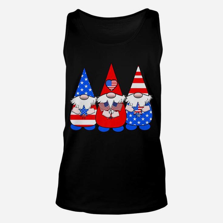 3 Patriotic Gnomes American Flag Red White Blue Usa Unisex Tank Top