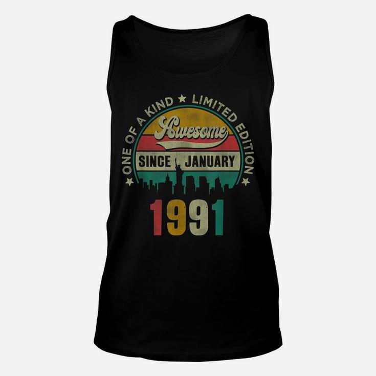 30 Years Old Vintage January 1991 30Th Birthday Gift Unisex Tank Top