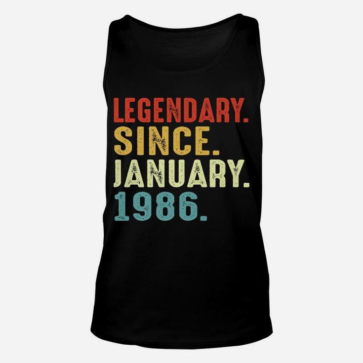 35 Years Old Birthday Gift Legendary Since January 1986 Unisex Tank Top
