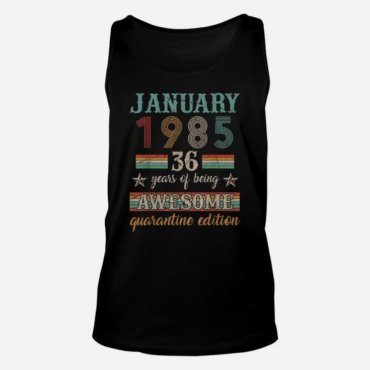 36Th Birthday Gift 36 Years Old Retro Vintage January 1985 Unisex Tank Top