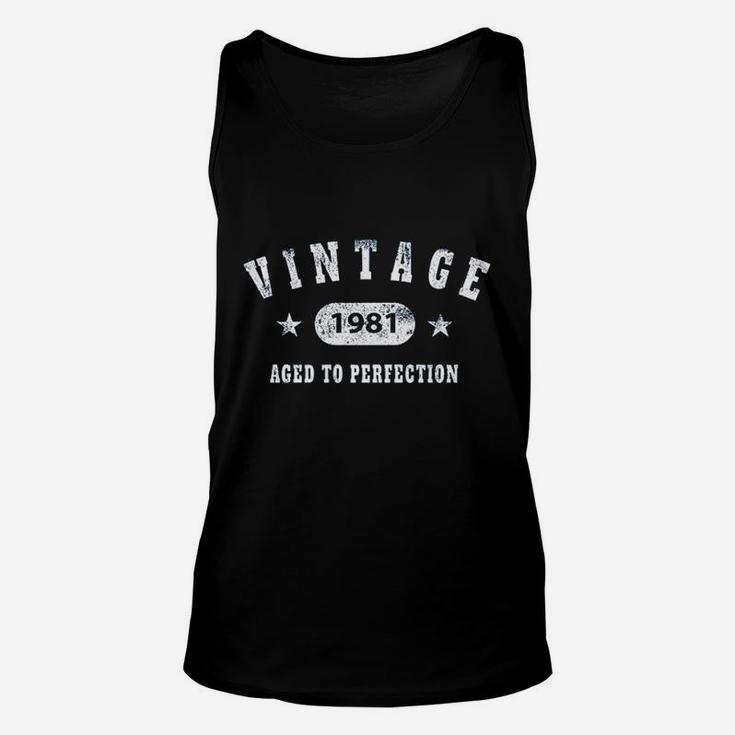 40Th Birthday Gift  Vintage 1981 Aged To Perfection Unisex Tank Top