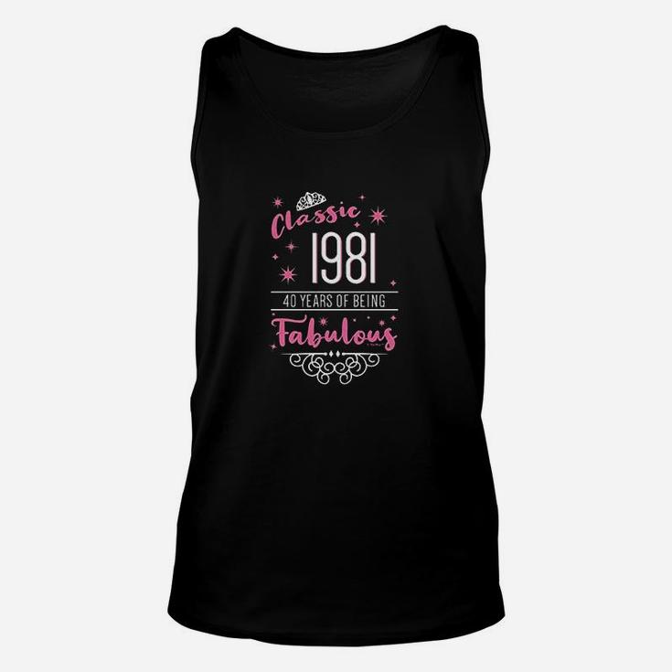 40Th Birthday Gifts Classic 1981 40 Years Fabulous Unisex Tank Top