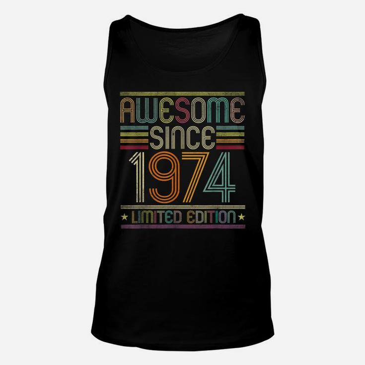 47Th Birthday Vintage Tee 47 Years Old Awesome Since 1974 Unisex Tank Top