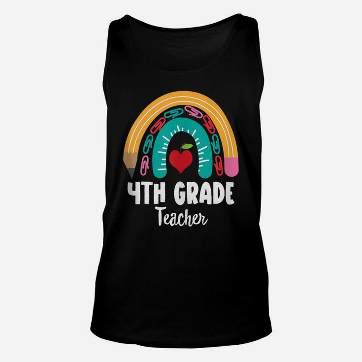 4Th Grade Teacher, Funny Boho Rainbow For Teachers Unisex Tank Top